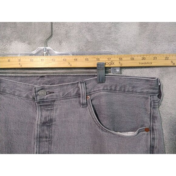 Levis Jeans Mens 40x30 Faded Black Denim 501xx Button Fly Straight Leg Grunge - Picture 3 of 9
